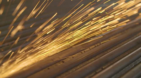 Close-Up Shot of the Sawing Disc Grinder Sparks Fly Man is Not Seen in the Vídeos de archivo 68507940
