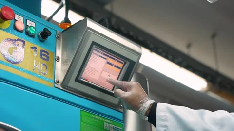 Close Up Shot Of A Scientist Using A Touchscreen Display To Perform Analysis Stock Footage 334189827