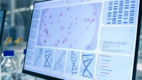 Close-up Shot of Scientists Computer in a Modern Laboratory Foto stock