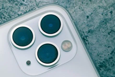 Close up shot for scratch on iPhone11 Pro Max rear camera lens Foto stock