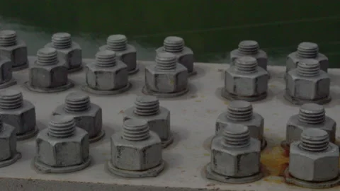 Close-up shot of screw nuts at a construction site Stock-Footage 143837440