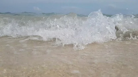 Close-up shot of sea waves hitting camera Stock Footage 93594418