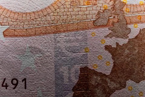 An up-close shot of the security thread on a Euro banknote, highlighting th.. Stock Photos