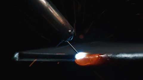 Close Up Shot Of Semi Automatic Mig Welding Process On Steel Sheet Video stock 341999787