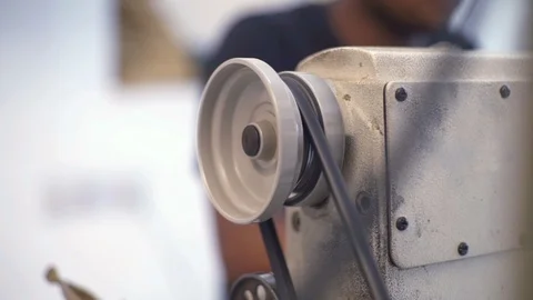 Close Up Shot Of  Sewing Machine In Action Stock Footage 113078403