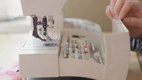 Close-up shot of sewing machine Stock Footage 127931415
