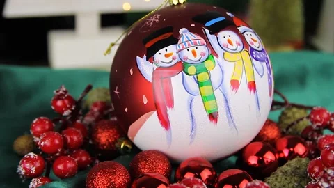 Close up shot of сhristmas decorations Stock Footage 143672892