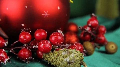 Close up shot of сhristmas decorations Stock Footage 143672937