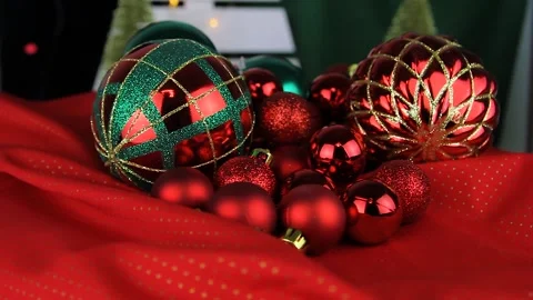Close up shot of сhristmas decorations Stock Footage 143673141
