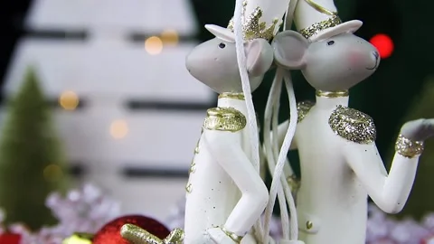 Close up shot of сhristmas decorations Stock Footage 143673256