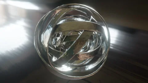 Close up shot of silver metal circles rotating and spinning Stock Footage 253608613