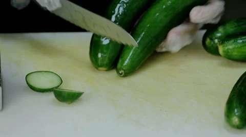 Close up shot slice green fresh cucumber Stock Footage 65806575