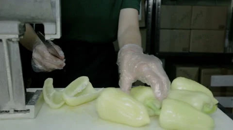 Close up shot slice green pepper Stock Footage 65806450