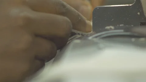 Close up shot of smoothing a leather Stock-Footage 107969365