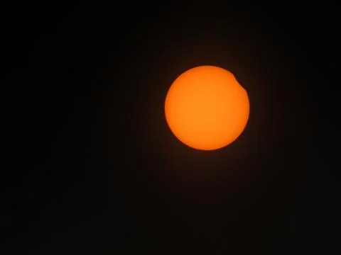 Close-up shot of solar eclipse on black background Stock Photos