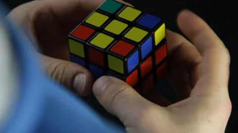 Close Up Shot of solving Rubik's Cube puzzle Stock-Footage 49829907