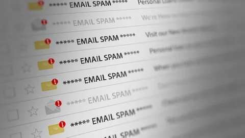 Close Up Shot of Spam Mail Box UI on Webmail Stock Footage 119223306