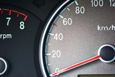 Close up shot of a speedometer in a car Stock Photos