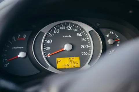 Close up shot of a speedometer Stock Photos