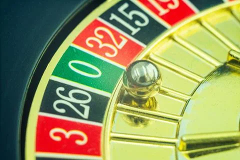 Close up shot of a spinning roulette. Presentation of a luxury casino roulett 写真素材