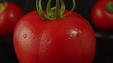 Close up Shot of a Spinning Tomato Stock Footage 168230102