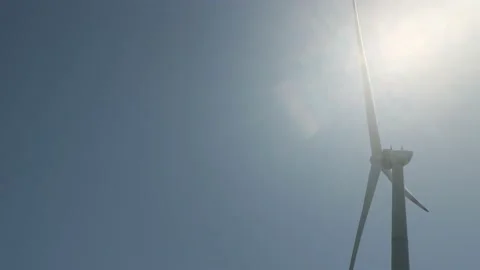 Close up shot of spinning windmill blades Stock Footage 238009491