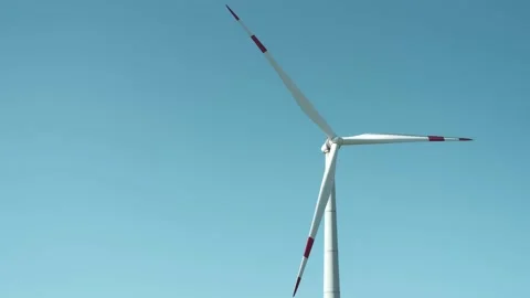 Close up shot of spinning windmill blades Stock Footage 238009654