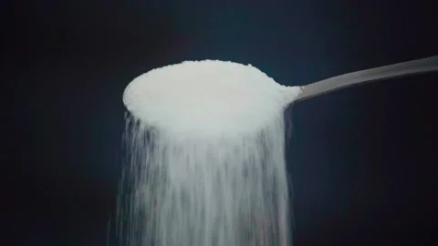 Close-up shot of a spoon with sugar Stock Footage 151274320