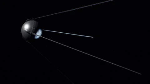 Close up shot of Sputnik 1, an artificial Earth satellite in a 3D animation Stock-Footage 240337858