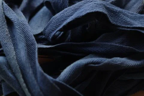 Close-up shot of a stack of blue cloth Stock Photos