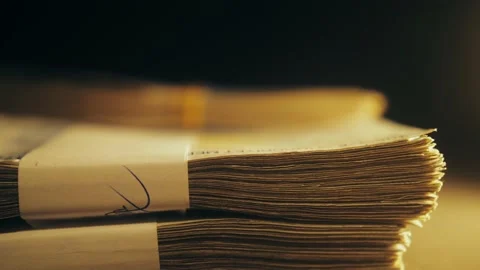 Close up shot of stack of dollars bills. Big money, cash flow, business Stock Footage 195009146