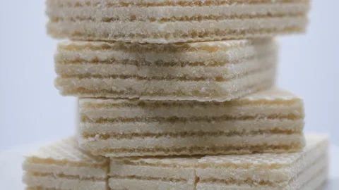 A close up shot of stacked up waffles. Stock Footage 201211601
