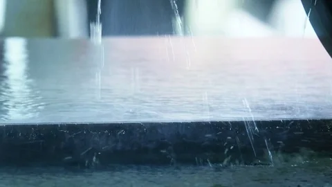 Close-up shot of stone-processing work. Circular saw cutting stone plate Stock Footage 77372754