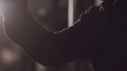 Close-up shot of strong man working out. Stock-Footage 76904124