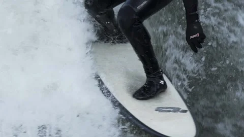 Close up shot of a surfer surfing Stock Footage 149065301