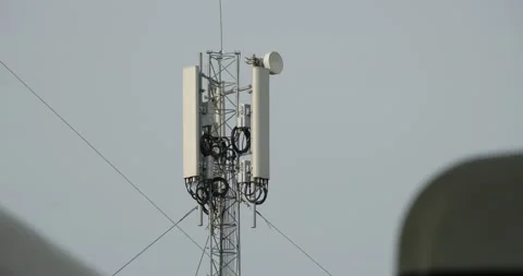 Close-up shot of Telecommunication tower. Telecom tower antennas and satellite 스톡 동영상 134644075