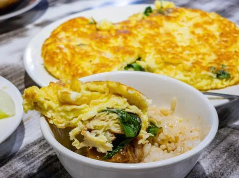 Close up shot of thick fried egg Stock Photos