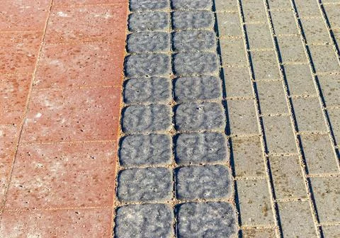 Close up shot of the three types of interlock bricks. Texture 스톡 사진