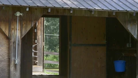 Close Shot Through a Small Barn, Summer Heat Waves Stock Footage 168083330
