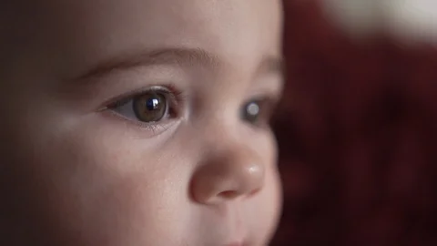 Close up shot of a Toddlers eyes. Stock Footage