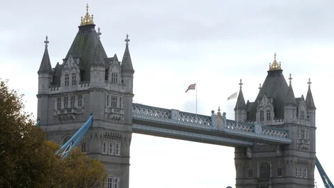 Close shot of the top of Tower Bridge Stock Footage 82802822
