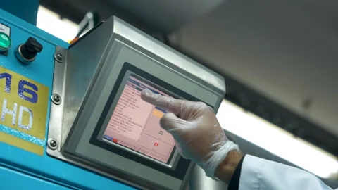 Close Up Shot Of A Touch Screen Interface Screen Being Pressed For Control On Stock Footage 334189885