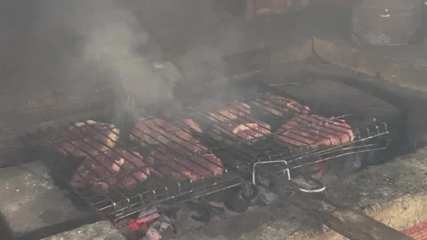 Close up shot of Turkish grill, barbeque. Meal food for dinner in Turkish s.. Stock Footage 256246485