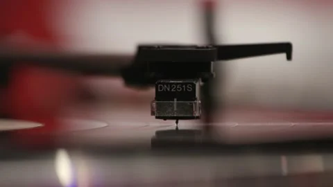 Close-up shot of a turntable needle on a vinyl record Stock Footage 143715073