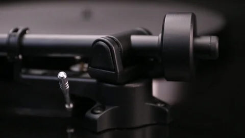 Close-up shot on turntable tonearm. Stock Footage 121232932
