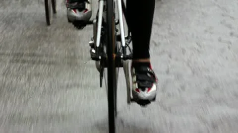 Close shot of the two cyclists on the road Stock Footage 27814797