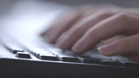 Close up shot of typing on a keyboard. Stock Footage 74725351