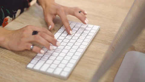 Close-up Shot of Typing on Keyboard Stock Footage 96374868