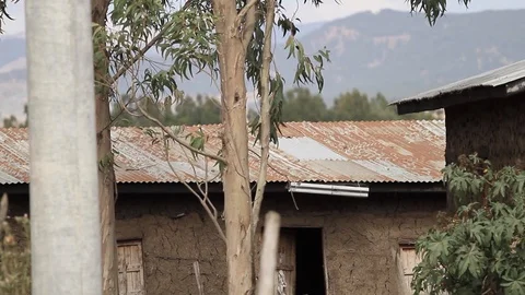 Close up shot of upper part of a mud house. 스톡 동영상 97105627