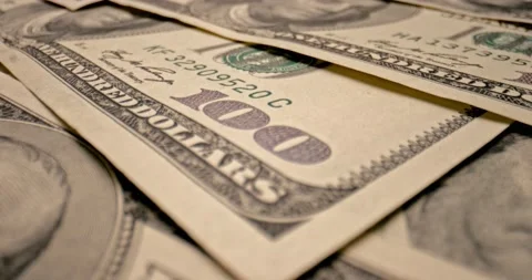 Close up shot of US dollars. Many dollar banknotes. Currency bills. Money Stock Footage 204950419